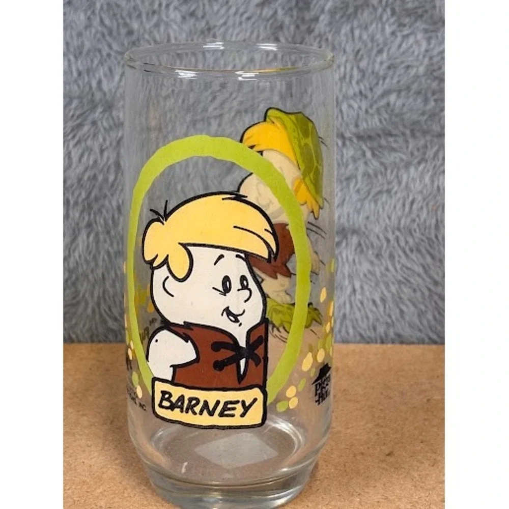 Vintage‎ 1986 Pizza Hut The Flintstone Kids Barney Glass Hanna-Barbera Promo